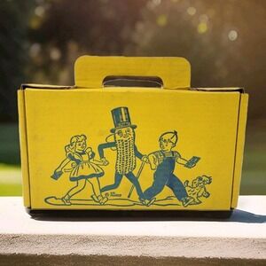 VTG Mr. Peanut Kids Yellow Cardboard School Pencil Box Planters Collectible RARE